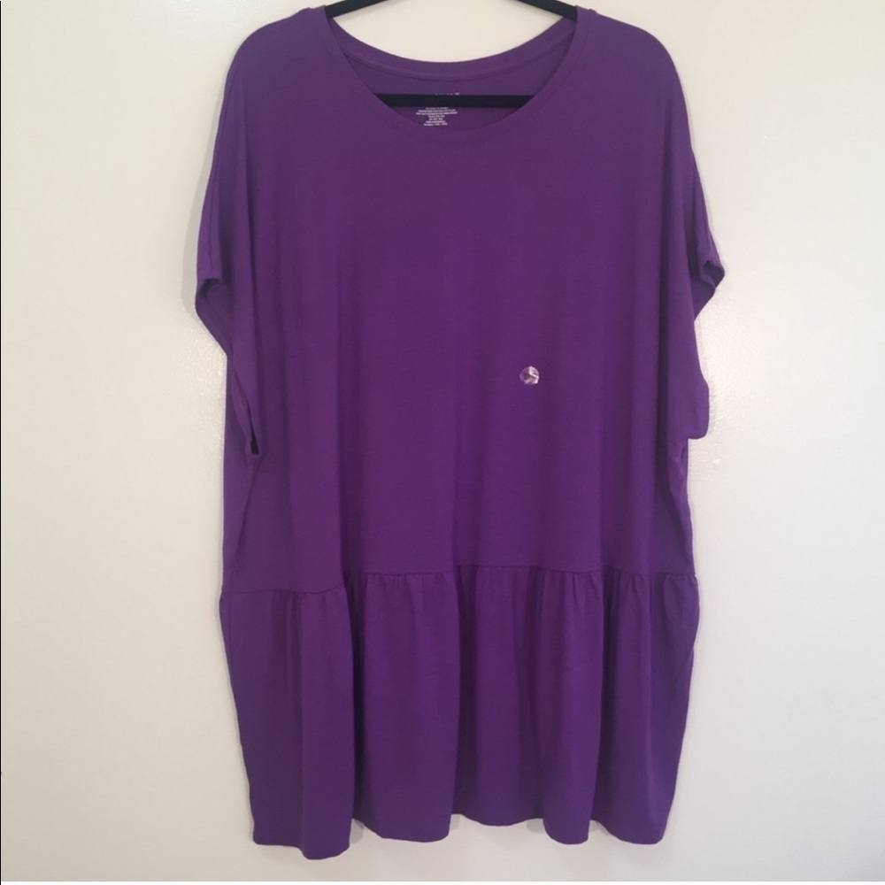 Lane Bryant purple scoop neck ruffle tunic top size 22/24